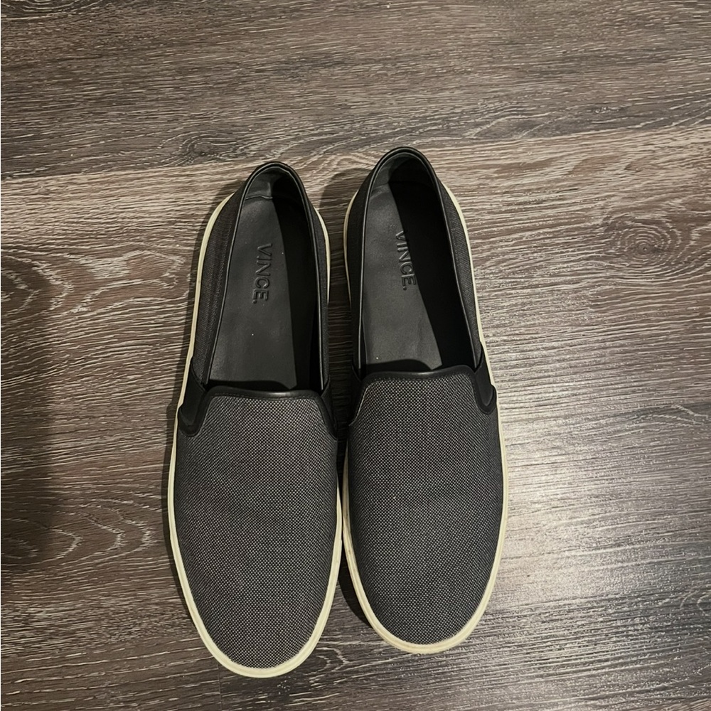 Vince Women’s Gray and Black Slip-On Loafers